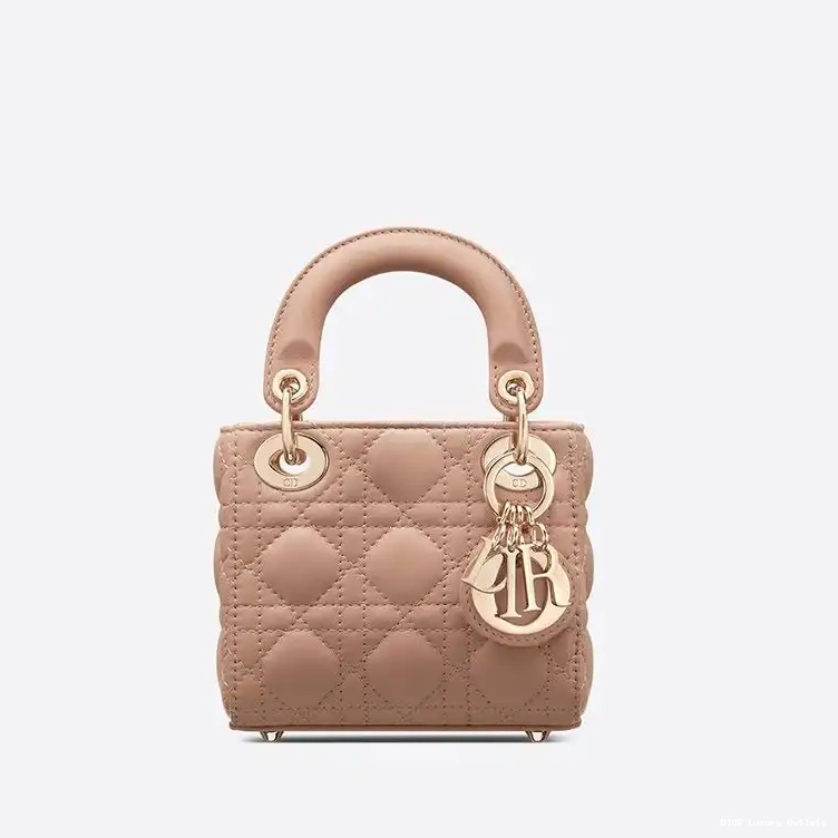 Lambskin Cannage Bag Lady Dior Apricot Micro 0505 Luxury
